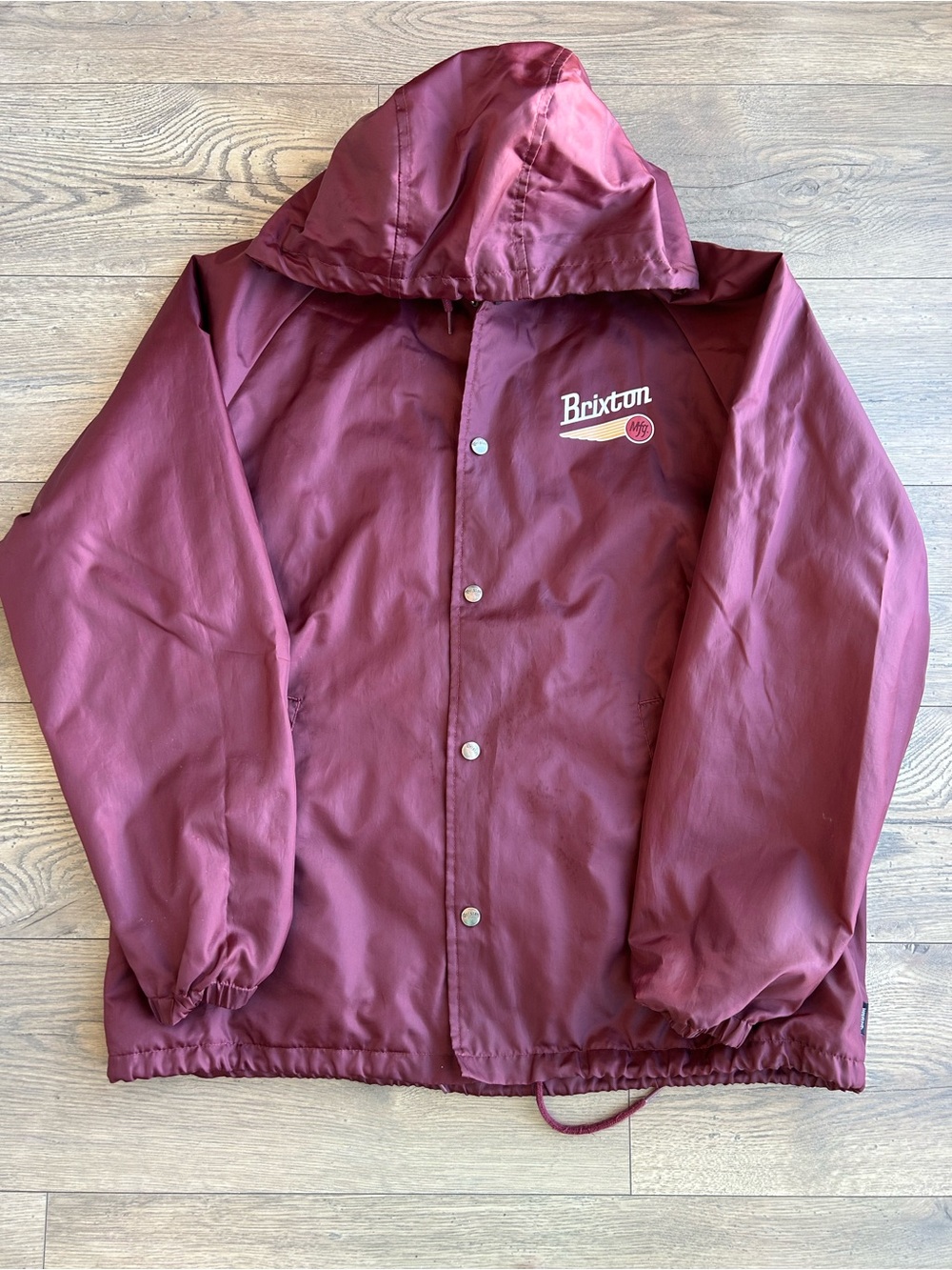 Brixton Maroon Hooded Coach Jacket - Windbreaker